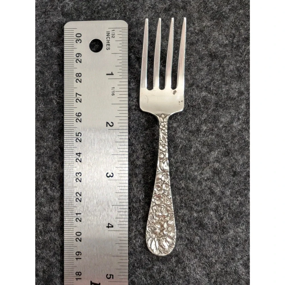 Stieff Rose Sterling Silver Child Baby Fork Vintage Floral Pattern 4.25 Inch